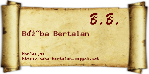 Bába Bertalan névjegykártya